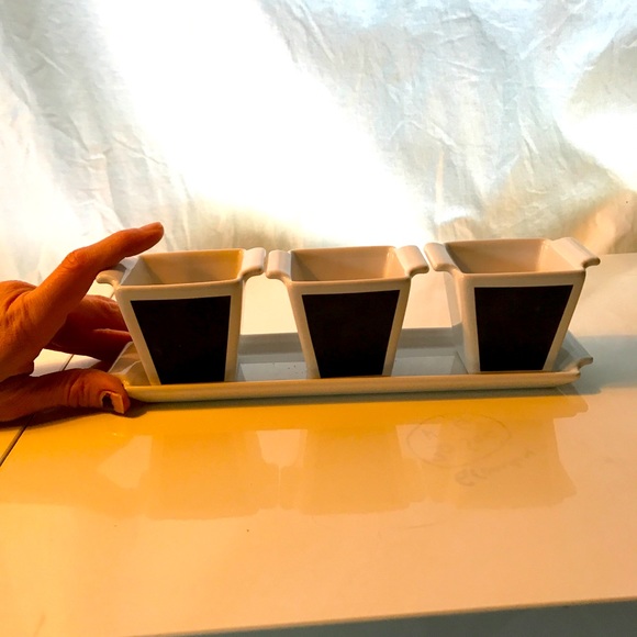 Ceramic Chalkboard Olive Bowls With Tray